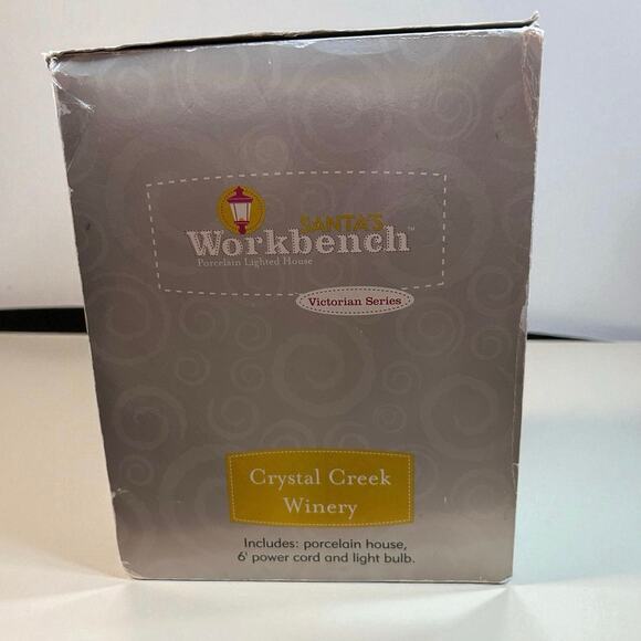 Santa’s Workbench Crystal Creek Winery Porcelain Village House Lighted 2003 - Picture 12 of 15